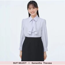 【SUIT SELECT×Samantha Thavasa】2WAYフリルタイ付きブラウスライラック