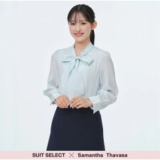 【SUIT SELECT×Samantha Thavasa】リボンボウタイブラウス ミント