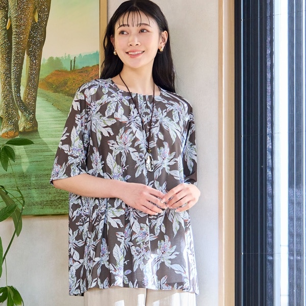 ミゼール　起毛ドットジャガードチュニック ミゼール missel 起毛ドットジャガードチュニック （グレー