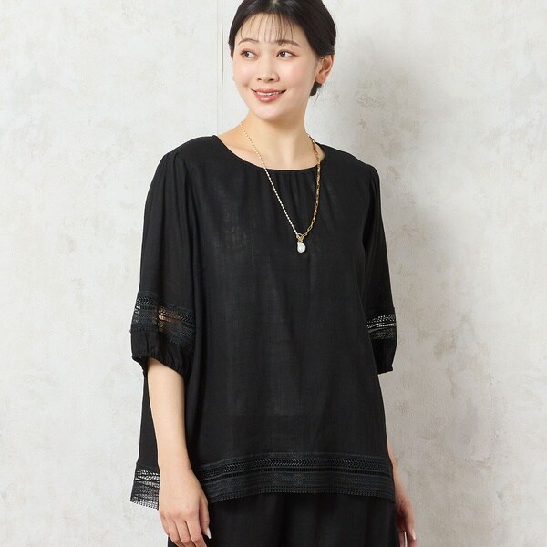 【一部店舗限定】レーヨン麻 パフスリーブブラウス