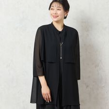 【洗える・セットアップ可能・3L/4Lサイズあり】ジョーゼットロングブラウス