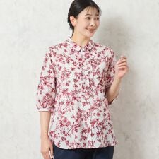 【洗える・綿100】クラシックフラワー フリルシャツ