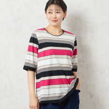 【洗える・日本製・綿100】カラーボーダーTシャツ