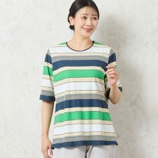【洗える・日本製・綿100】カラーボーダーTシャツ