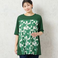【洗える・日本製・綿100】単色柄チュニック