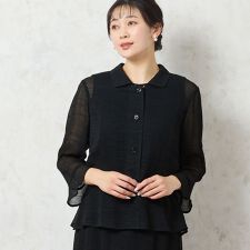 【洗える・セットアップ可能・3L/4Lサイズあり】ペプラムブラウス