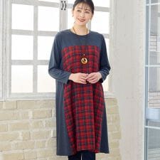 ミゼール(missel)の【WEB限定カラーあり・3L/4Lサイズあり】チェック柄Aラインワンピース