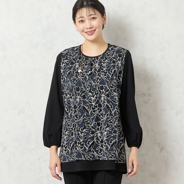 洗える・日本製】モノトーンフラワーチュニック | ミゼール(missel