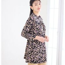 【日本製・3L/4Lサイズあり】チュールプリントチュニック