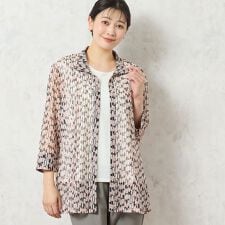 【洗える・アンサンブル可能】幾何柄チュールシャツ