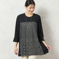 【洗える・3L/4Lサイズあり】ドットプリーツチュニック