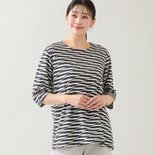 【洗える・日本製・3L/4Lサイズあり】タックボーダーカットソー