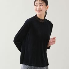 【洗える・日本製・3L/4Lサイズあり】シアーベロアカットソー