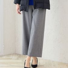 【あったか素材・洗える・3L/4Lサイズあり】両面起毛セミワイドパンツ