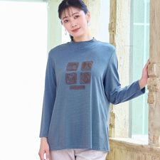 【洗える・吸湿発熱性・日本製・3L/4Lサイズあり】ボーダーカットソー