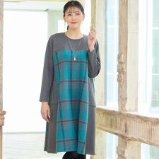 【WEB限定カラーあり・3L/4Lサイズあり】スライバーチェックワンピース