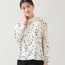 【日本製・3L/4Lサイズあり】花柄フロッキーカットソー