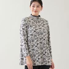 【洗える・日本製・3L/4Lサイズあり】モチーフ柄ジャカードカットソー