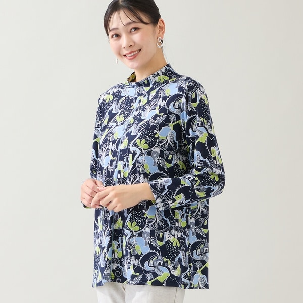 洗える・日本製・3L/4Lサイズあり】メルヘンタウン柄カットソー