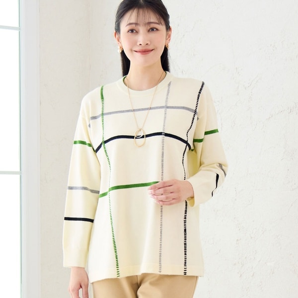 ステッチ風チェックセーター | ミゼール(missel) | マルイウェブチャネル