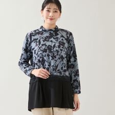 【洗える・3L/4Lサイズあり】花柄ペプラムカットソー