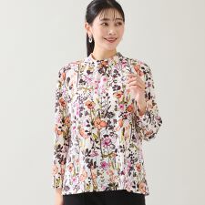 【洗える・日本製・3L/4Lサイズあり】花柄起毛カットソー