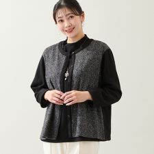 【洗える・日本製・3L/4Lサイズあり】起毛ジャカードカーディガン