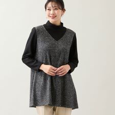 【洗える・日本製・3L/4Lサイズあり】起毛ジャカードチュニック