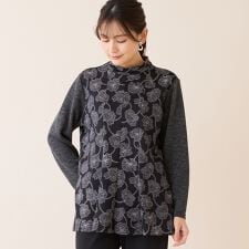 【洗える・アンサンブル可・3L/4Lサイズあり】ソフトニット花柄カットソー