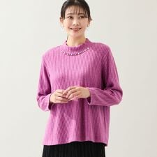 【洗える・3L/4Lサイズあり】ビジューモチーフつきカットソー