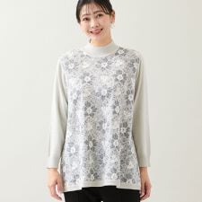 【アンサンブル可・3L/4Lサイズあり】フロントレースチュニック