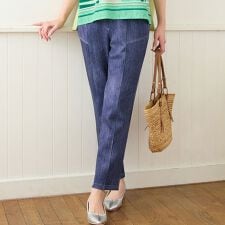 【洗える・快適ストレッチ・L～4Lサイズ】デニム柄ストレッチパンツ