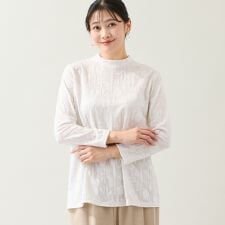 【洗える・日本製・L～4Lサイズ】シアージャカードカットソー