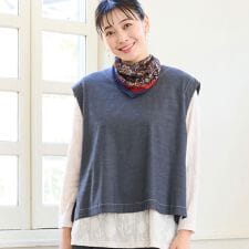 【洗える・前後2WAY・セットアップ可・L～4Lサイズ】ハニカムデニムベスト
