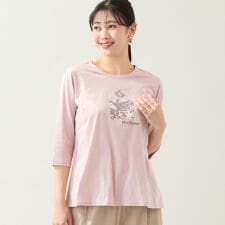 【洗える・綿100・日本製・L～4Lサイズ】香水瓶刺繍カットソー