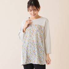 【洗える・アンサンブル可・L～4Lサイズ】ボタニカル柄カットソー