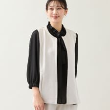 【洗える・オケージョン対応・セットアップ可・L～4Lサイズ】ノーカラーベスト