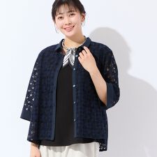 【洗える・L～4Lサイズ】レースブラウス