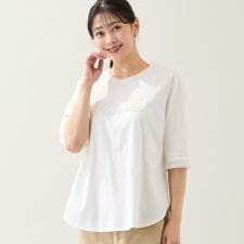 【洗える・綿100・日本製・L～4Lサイズ】Lumiere刺繍カットソー