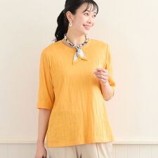 【洗える・日本製・L～4Lサイズ】コットンジャカードカットソー