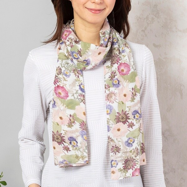 日比谷花壇コラボ】押し花プリントコットンストール | ロブジェ(LOBJIE