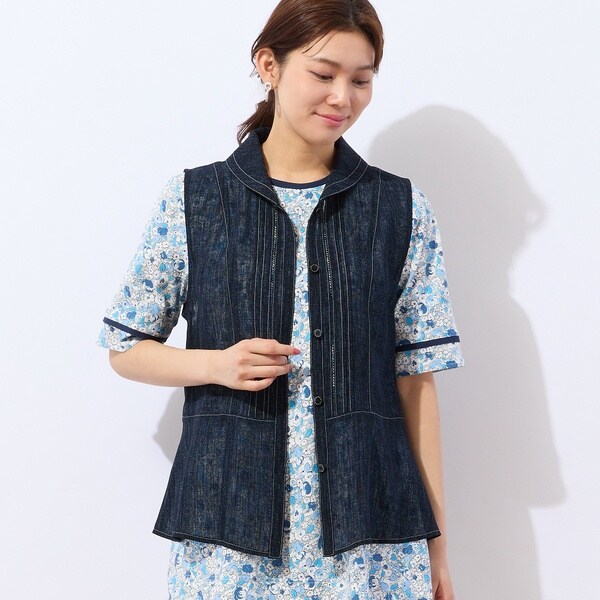 ボックスプリーツジレ／ウォッシャブル・防シワ・接触冷感・吸水