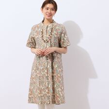 【洗える・綿100】ペイズリー柄チュニックワンピース