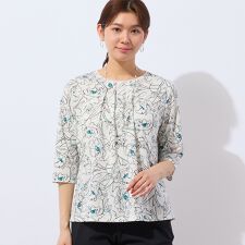 ロブジェ(LOBJIE)の【洗える・日本製】ラインフラワーTシャツ