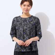 ロブジェ(LOBJIE)の【洗える・日本製】ラインフラワーTシャツ