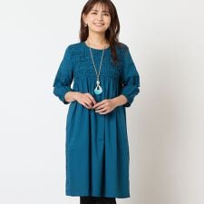 【洗える・綿100】スモッキング刺繍チュニック