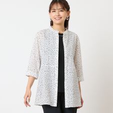 【洗える・綿100】ドット柄チュニックシャツ