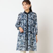 【洗える】シアーチェックロングシャツ