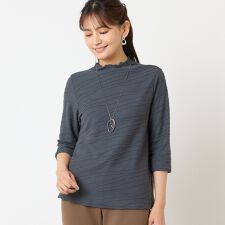 【洗える・日本製】タックジャカードカットソー