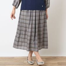 【洗える・セットアップ可能】グレンチェックフレアスカート